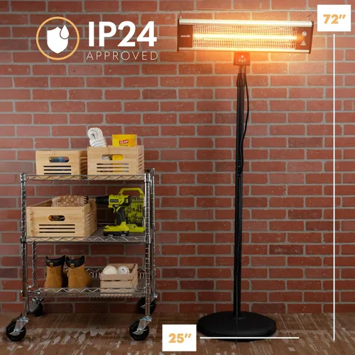 Vista 2 de SereneLife Calentador infrarrojo para patio, calentador eléctrico de patio para uso en interiores/exteriores, calentador de pie portátil con control
