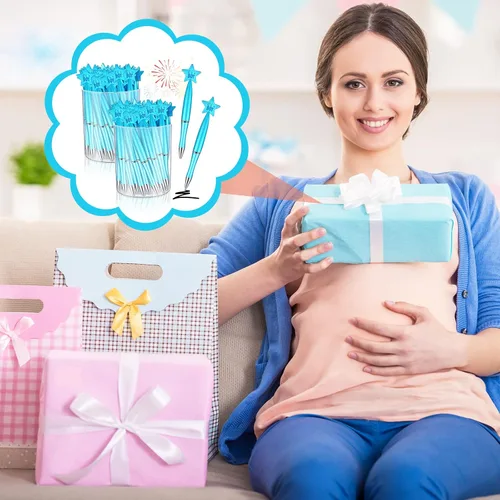 Vista 6 de Outus 48 bolígrafos azules para baby shower, bolígrafos a granel It's a Boy Favors Baby Supplies para invitados, regalos de anuncio de nacimiento