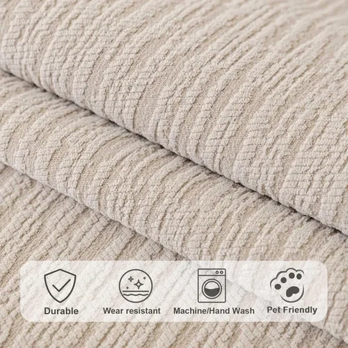 Vista 4 de Funda de Chenilla Suave e Impermeable Lavable, Fundas Antideslizantes para Sofá Seccional de 3 Cojines, Funda para Sofá en Forma de L para Mascotas
