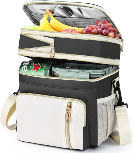 Vista 17 de Lonchera y bolsa de almuerzo para mujeres y hombres, lonchera grande aislada para adultos, a prueba de fugas, bolsa enfriadora para el trabajo