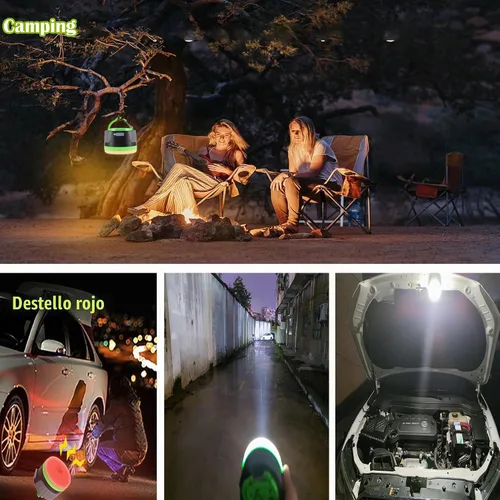 Vista 5 de LIT-PaTH - Linterna LED para campamento, luz recargable con base magnética, 4400 mAh, kit de supervivencia para emergencias, huracanes, cortes