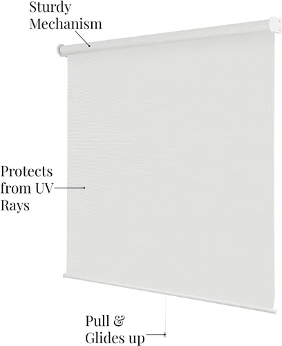 Vista 3 de CHICOLOGY - Persianas enrollables, sin cordón, para el hogar, accesorio de ventana, persianas de puerta, con filtración de luz, blanco chantilly
