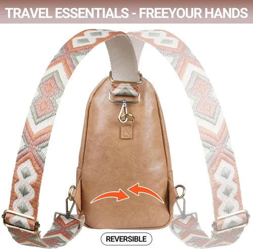 Vista 6 de KFXFENQ Sling Bag for Women PU Leather Sling Bags for Women Crossbody Fashion Sling Backpack Multipurpose Chest Bag for Women