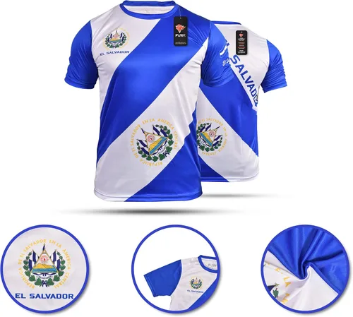 Vista 4 de Fury El Salvador Camiseta de Fútbol - El Salvador Camiseta de fútbol de El Salvador Jersey Hombres/Hombres/Mujeres/Unisex