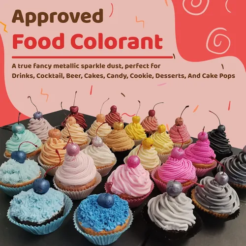 Vista 6 de Blacksherbet Purpurina comestible de albaricoque para bebidas, 0.18 oz, certificado KOSHER, purpurina y polvo para pasteles, fresas, magdalenas