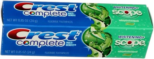 Vista 2 de Crest Complete Multi-Beneficio Pasta dental con flúor, blanqueamiento + alcance, menta fresca, 0.85 oz (paquete de 8)