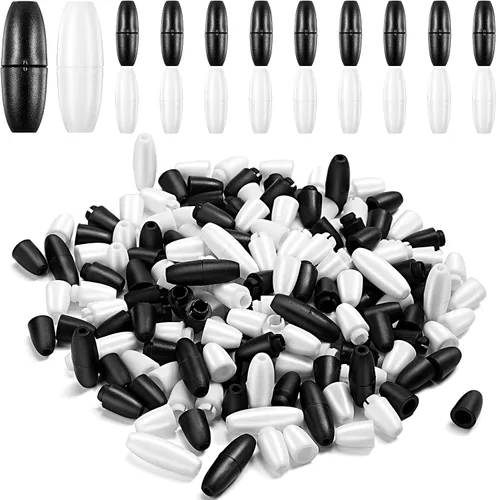 Vista 11 de WILLBOND 100 cierres separables para collares, cierres de pulsera de seguridad de plástico para cordón, conectores de barril de cuentas para Negro