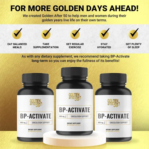 Vista 6 de Golden After 50 BP-Activate - Suplemento de óxido nítrico con aminoácidos esenciales - Suplemento de apoyo para la circulación sanguínea y la salud