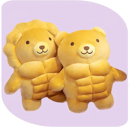 Vista 3 de ELAINREN Cuddly Muscle Lioness - Almohada de peluche divertida de león marrón con decoración de abdominales, 19.6 pulgadas