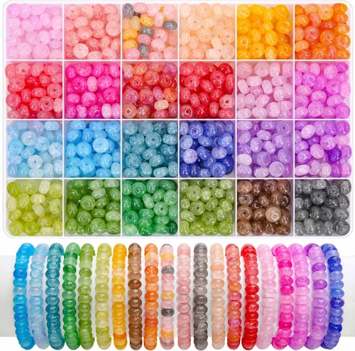 Vista 23 de 1440 piezas de cuentas redondas de acrílico mate de 6 mm de color caramelo, 24 colores surtidos de cuentas de chicle de plástico con agujero Juego