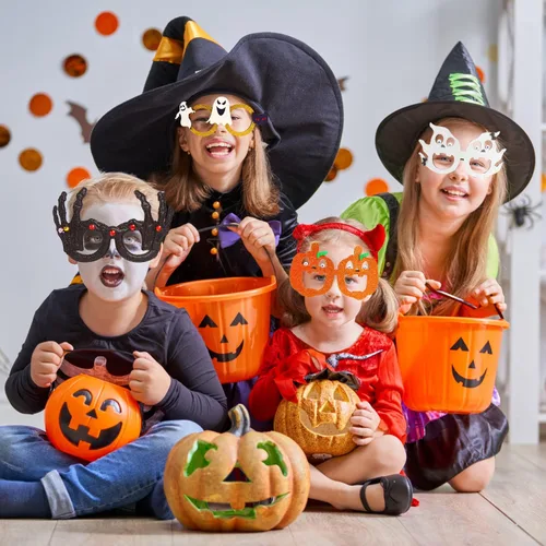Vista 7 de CCINEE 6 marcos de gafas de Halloween, fantasma, calabaza, murciélago, disfraces, gafas para niños, suministros de fiesta de Halloween