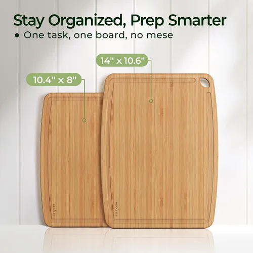 Vista 6 de Keechee Tablas de cortar de bambú aptas para lavavajillas, tabla de cortar de madera duradera y ligera para cocina ocupada, fácil almacenamiento