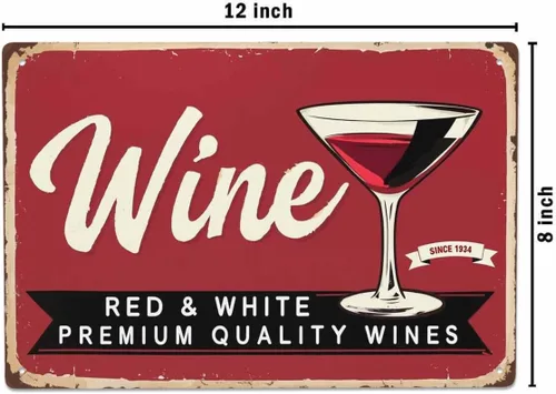 Vista 3 de AOYEGO Cartel de lata de vino, póster con letra de vino tinto y blanco, letreros de metal vintage para cafeterías, bares, bares, bares, tiendas