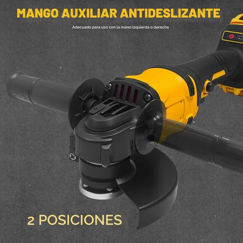 Vista 6 de Amoladora angular inalámbrica de 4-1/2 pulgadas para batería De-Walt 20V Max, motor sin escobillas de 8500 RPM con control de 3 velocidades, ideal