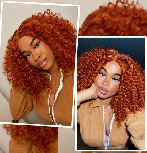 Vista 6 de Pelucas rizadas con encaje frontal para mujeres negras, peluca de encaje frontal corta y rizada prearrancada con abuelitos, aspecto natural, afro