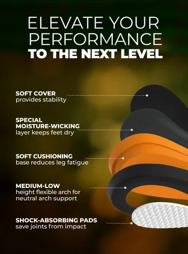 Vista 5 de Plantillas para zapatos deportivos de running para hombre y mujer - Plantilla deportiva - Insertos de absorción de impactos - Para caminar, hacer