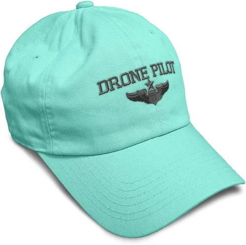 Vista 29 de Gorra de béisbol suave, dron, piloto, gris, bordado, insignias, ovnis, algodón, para papá veterano, sombreros para hombres y mujeres Aqua Design Only