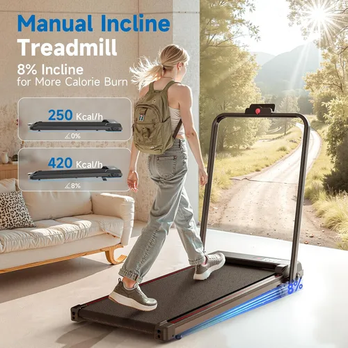Vista 7 de Pink Walking Pad Portable Treadmill with Incline 8% Small Walking Pad Handle Bar Under Desk for Home Office Mini Treadmill with 2.5HP Ultra Quiet