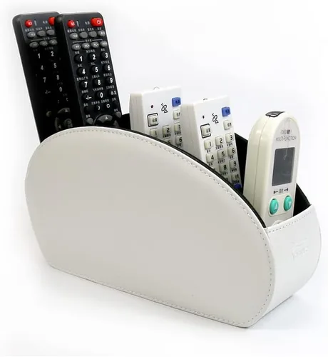 Vista 19 de Organizador de control remoto de piel con 5 compartimentos espaciosos