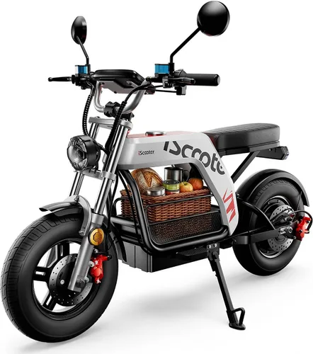 Vista 10 de iScooter Electric Scooter with Seat & Basket, 1500W, 45 Miles, 15"x3" Tires Negro y gris