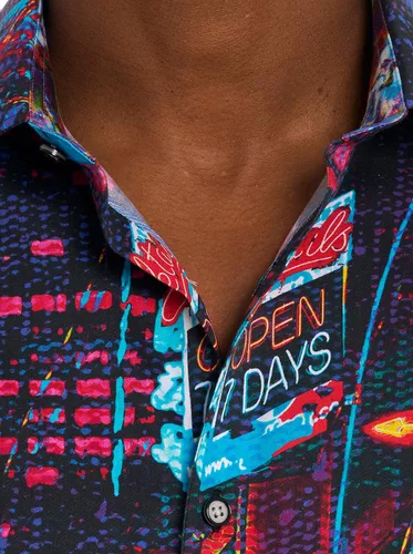 Vista 3 de Robert Graham Camisa tejida de manga corta Hustle N Bustle para hombre
