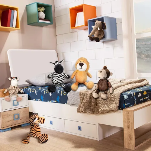 Vista 5 de Zhanmai - Juego de 6 animales de peluche de safari de animales de la selva para decoraciones VBS 2026, león, elefante, cebra, jirafa, tigre y mono