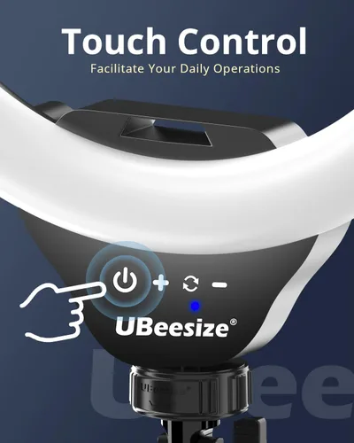 Vista 2 de UBeesize Anillo de luz LED de 12 pulgadas con soporte de trípode de 62 Luz para selfie regulable para grabación de video, transmisión en vivo Negro