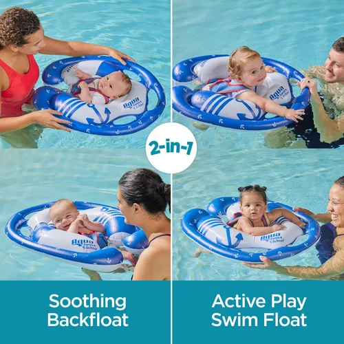 Vista 3 de SwimSchool Freestyle - Flotador de piscina para bebé con múltiples posiciones, asiento de seguridad ajustable, natación libre, doble cámara de aire