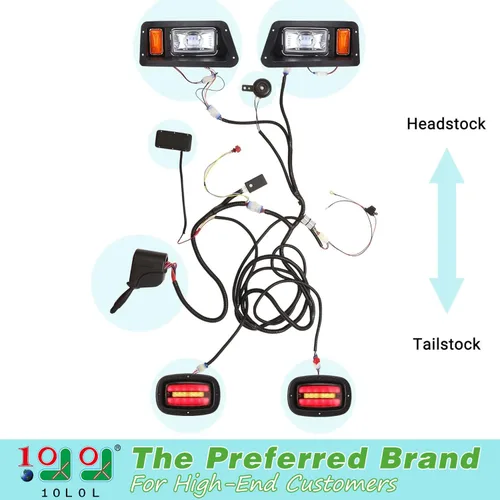 Vista 2 de 10L0L Kit de luces para carrito de golf para Yamaha G14 G16 G19 G22 - Kit de faros delanteros y luces traseras legales de calle con convertidor