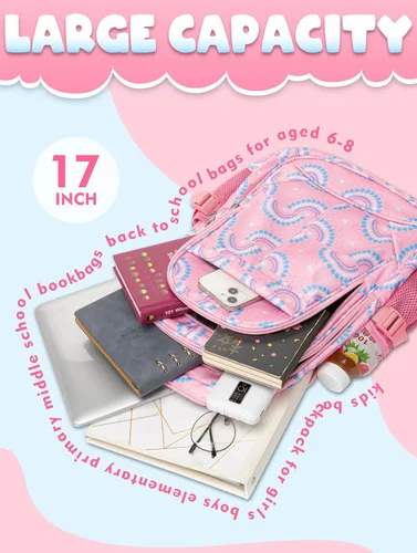 Vista 13 de BLUEFAIRY - Mochilas para niños y niñas, escuela primaria, jardín de niños