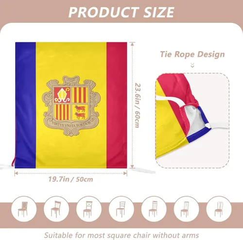 Vista 2 de Chair Covers Washable for Birthday Party Set of 6 Dining Room Seat Covers cubre sillas para comedor Flag of Andorra