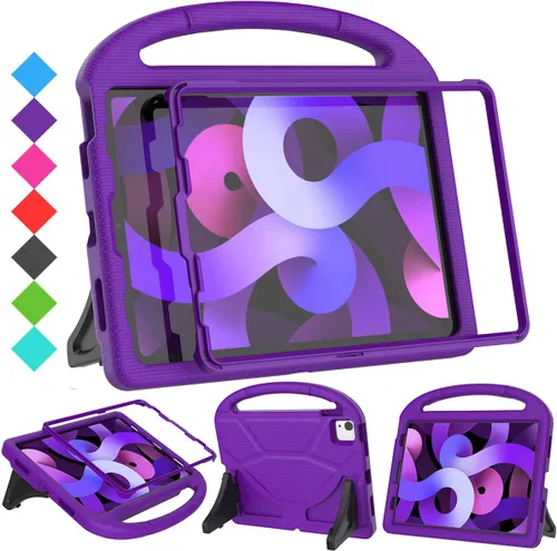 Vista 12 de SUPLIK Funda infantil para iPad Air de 5ª/4ª generación (10.9 pulgadas, 2022/2020), construida con protector de pantalla, iPad Air 5, funda a prueba