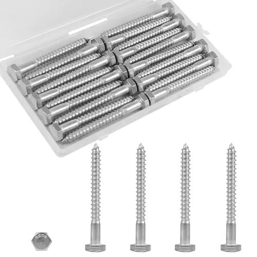 Vista 11 de 30 tornillos de retraso de cabeza hexagonal de 1/4 x 1 pulgada, pernos de acero inoxidable 304, tornillos de cabeza hexagonal para madera, tornillos