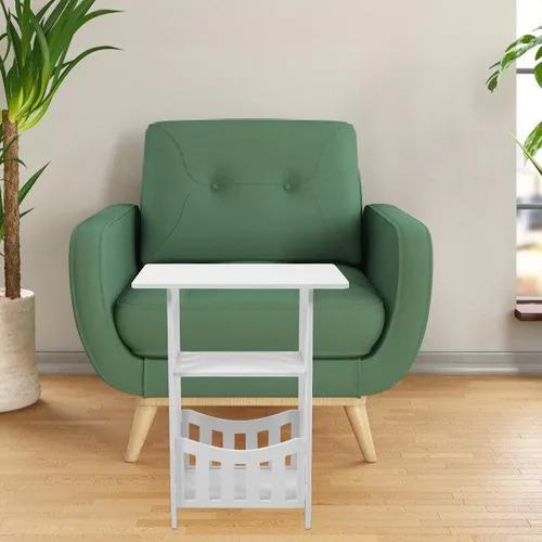 Vista 7 de Garneck Mesita de noche mesa auxiliar para sofá, mesa auxiliar de café, mesa de sofá, mesas pequeñas para espacios, sofá, mesa redonda, tablero