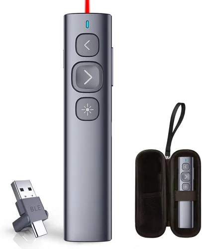 Vista 14 de Norwii Clicker de presentación Bluetooth N95 con receptor USB-A, clicker de PowerPoint para control remoto de presentación, puntero inalámbrico