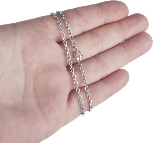 Vista 2 de Silvadore Collar de cadena con cable de bola de cuerda para hombre, eslabones de placa de identificación de perro, tono de acero inoxidable