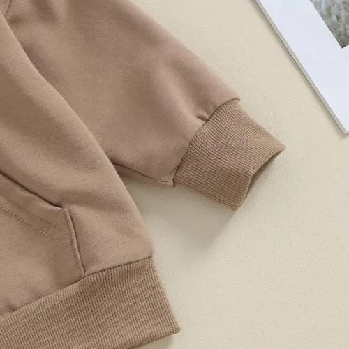 Vista 5 de Conjunto de 2 piezas de sudadera con capucha y pantalones deportivos para bebés y niños pequeños, ropa de otoño e invierno