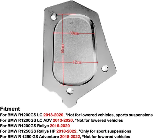 Vista 2 de Almohadilla de extensión para soporte lateral de motocicleta, placa para BMW R1200GS R1250GS R 1200 1250 GS ADV 2021 (color : R1250GSADV rojo)