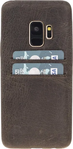 Vista 21 de HARDISTON Funda de piel auténtica hecha a mano para Samsung Galaxy Note 8, funda a presión con 2 ranuras para tarjetas de crédito, carga Marrón