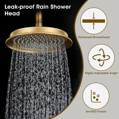 Vista 4 de Cabezal de ducha de lluvia con rociador de mano, sistema de ducha de lluvia con válvula empotrada, kit de acabado de ducha de lujo para montaje