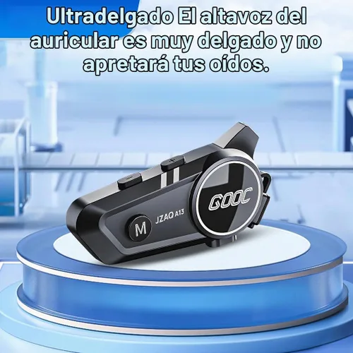 Vista 4 de Altavoces e intercomunicador Bluetooth para casco - Sistema de comunicación de cancelación de ruido para 2 jinetes para motocicleta, esquí, ciclismo
