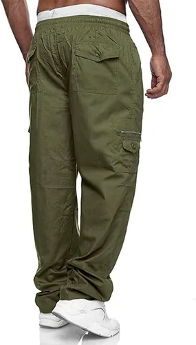 Vista 2 de JMIERR Mens Casual Cargo Pants Elastic Waist Drawstring Stretch Relaxed Fit Tactical Joggers Work Pants Multi Pockets