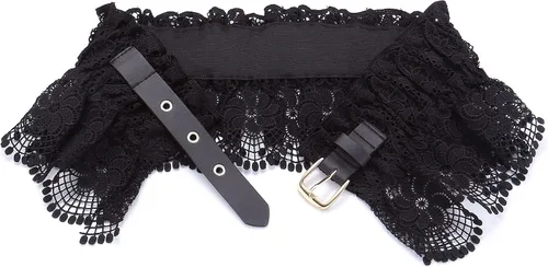 Vista 5 de Ayliss Cinturón ancho elástico de encaje de cintura ancha elástica para mujer, cinturón de vestir de moda con cincha elástica, cinturón retro