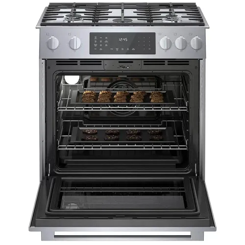 Vista 2 de Serie 800 de 30 pulgadas. 4.6 pies cúbicos de autolimpieza con horno de convección autolimpiante en acero inoxidable
