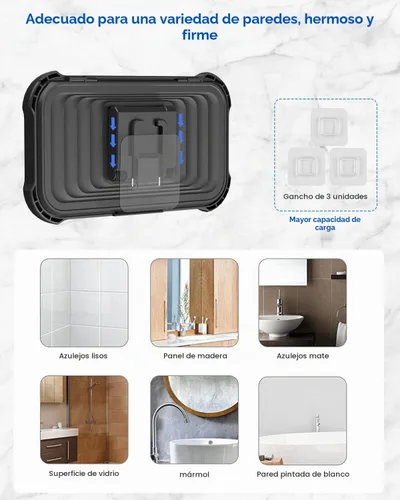 Vista 7 de Mistriddle Soporte para teléfono de ducha impermeable con rotación de 360°, ángulo ajustable, soporte para teléfono montado en pared para espejo