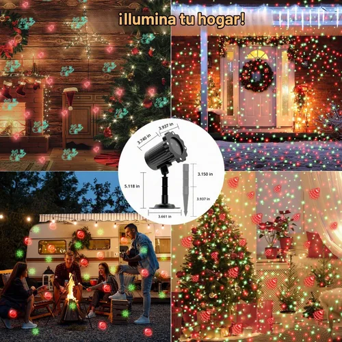 Vista 8 de Proyector de Luces de Navidad para Exteriores, Proyector de Luces LED Impermeables para Decoraciones Navideñas con Control Remoto y Temporizador