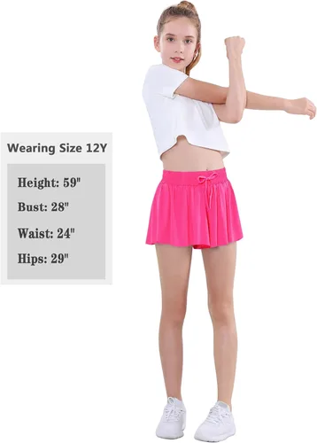 Vista 5 de EXARUS Pantalones cortos de mariposa para niñas, falda pantalón de baile fluido, falda atlética para animar a adolescentes, para tenis, preppy