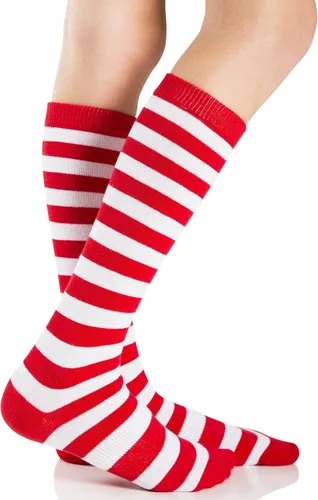 Vista 3 de JuDanzy Calcetines altos hasta la rodilla con puños para bebés niños pequeños y niños 2 pares 4-6 años RojoBlanco y NegroBlanco