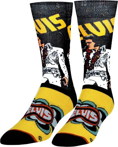 Vista 2 de Odd Sox, Elvis Presley, The King of Rock N Roll - Calcetines para hombre, divertidos regalos de coleccionista, Negro