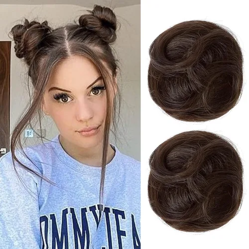 Vista 51 de REECHO Space Bun Hair Pieces, 2 piezas de mini clips de garra en moños desordenados y orejas de gato, extensiones de moño de cabello falso HB001